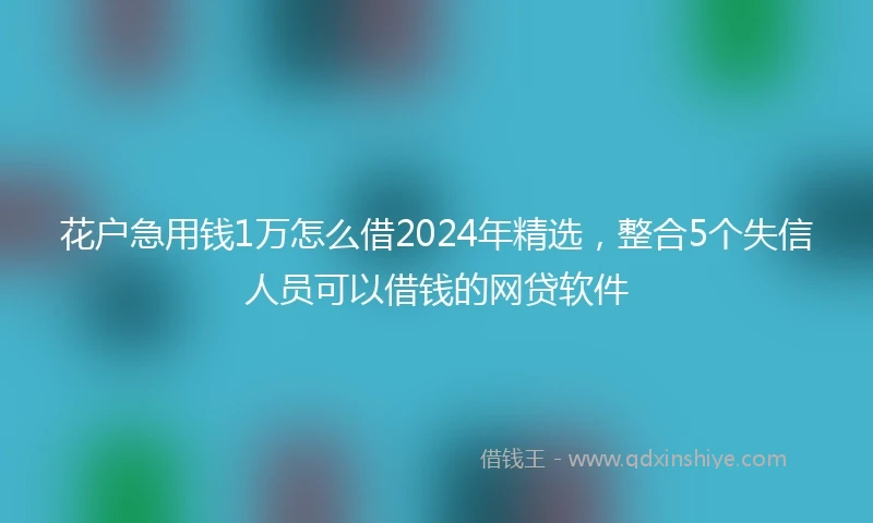 花户急用钱1万怎么借2024年精选，整合5个失信人员可以借钱的网贷软件