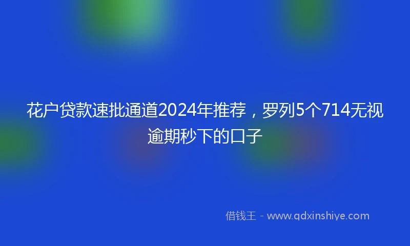 花户贷款速批通道2024年推荐，罗列5个714无视逾期秒下的口子