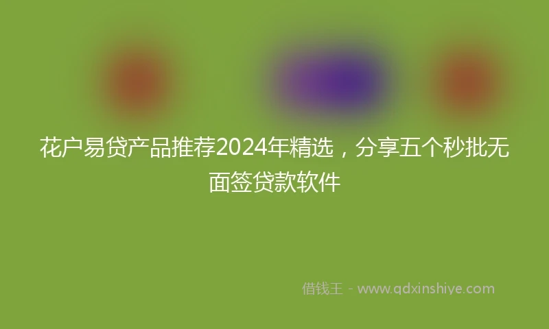 花户易贷产品推荐2024年精选，分享五个秒批无面签贷款软件