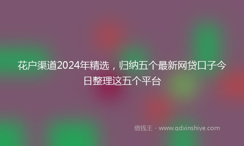 花户渠道2024年精选，归纳五个最新网贷口子今日整理这五个平台