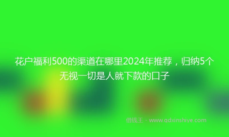 花户福利500的渠道在哪里2024年推荐，归纳5个无视一切是人就下款的口子