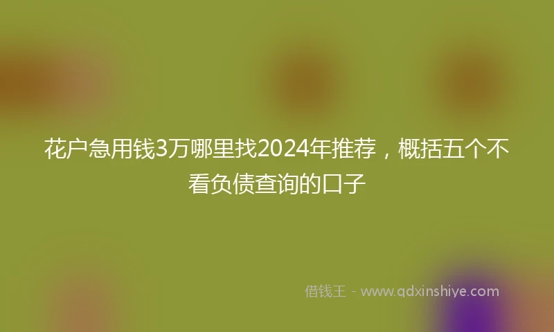 花户急用钱3万哪里找2024年推荐，概括五个不看负债查询的口子