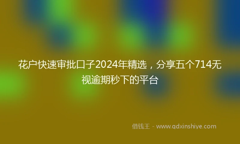 花户快速审批口子2024年精选，分享五个714无视逾期秒下的平台