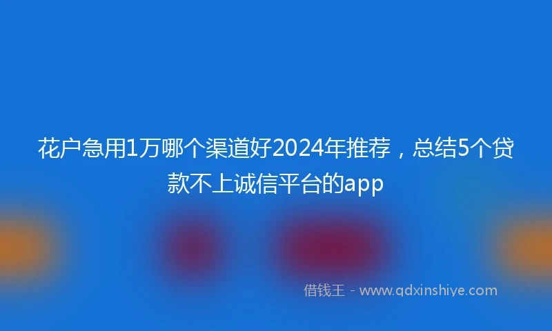 花户急用1万哪个渠道好2024年推荐，总结5个贷款不上诚信平台的app