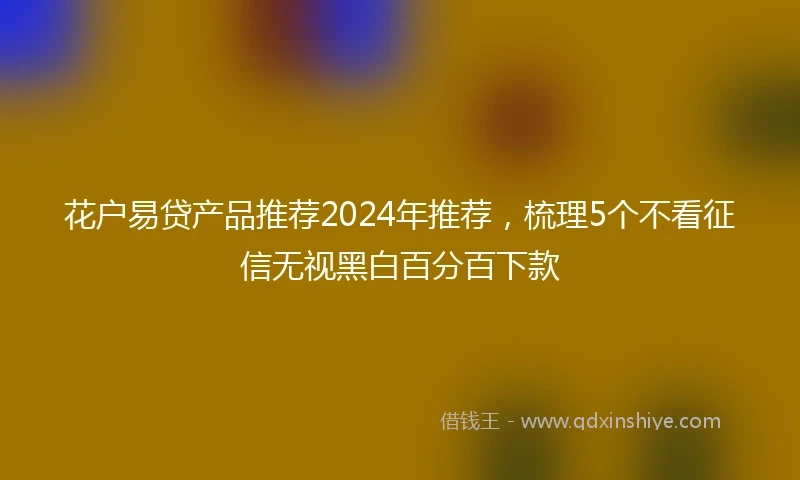 花户易贷产品推荐2024年推荐，梳理5个不看征信无视黑白百分百下款