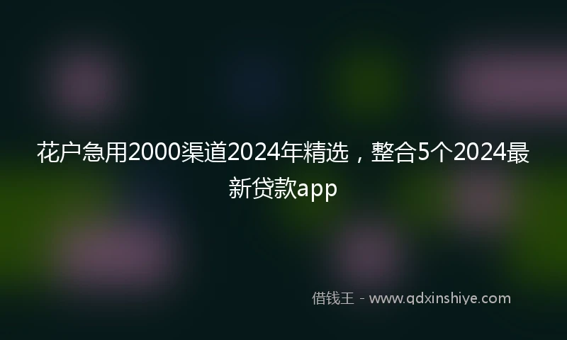 花户急用2000渠道2024年精选,整合5个2024最新贷款app
