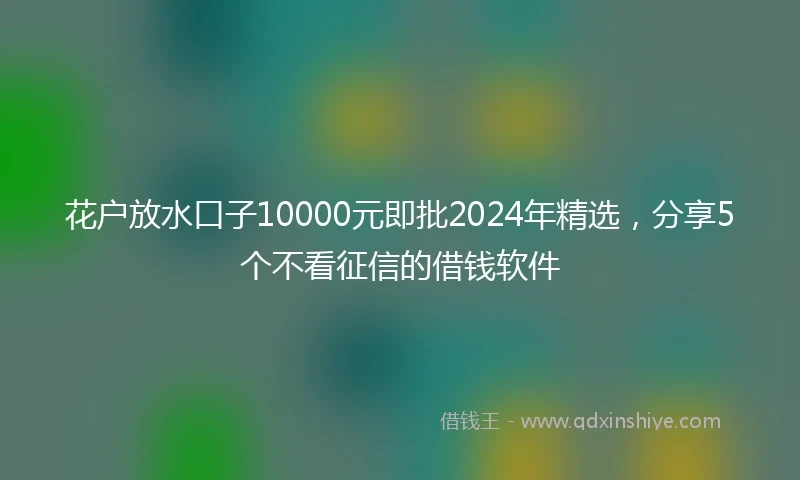 花户放水口子10000元即批2024年精选，分享5个不看征信的借钱软件