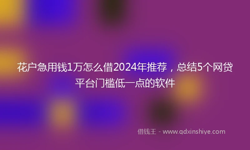 花户急用钱1万怎么借2024年推荐,总结5个网贷平台门槛低一点的软件