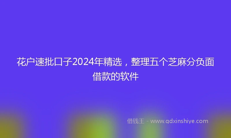 花户速批口子2024年精选，整理五个芝麻分负面借款的软件
