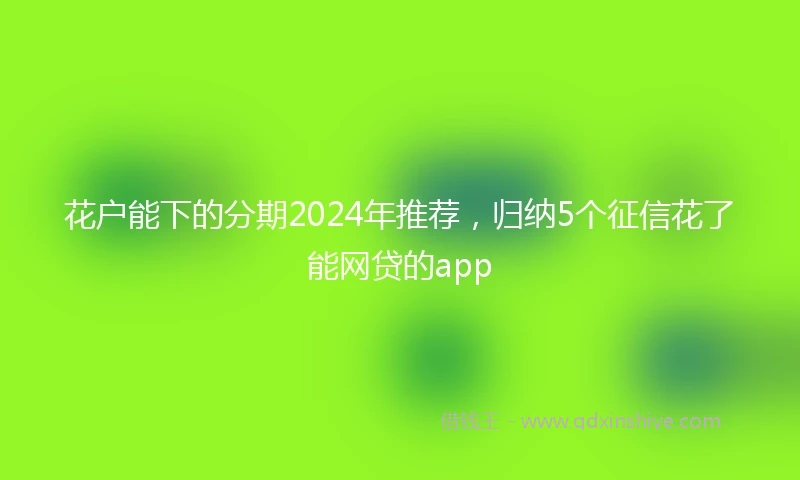 花户能下的分期2024年推荐，归纳5个征信花了能网贷的app