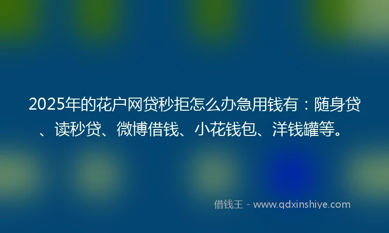 2025年的花户网贷秒拒怎么办急用钱有：随身贷、读秒贷、微博借钱、小花钱包、洋钱罐等。