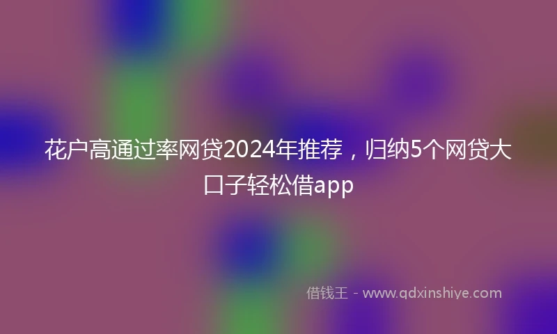 花户高通过率网贷2024年推荐，归纳5个网贷大口子轻松借app