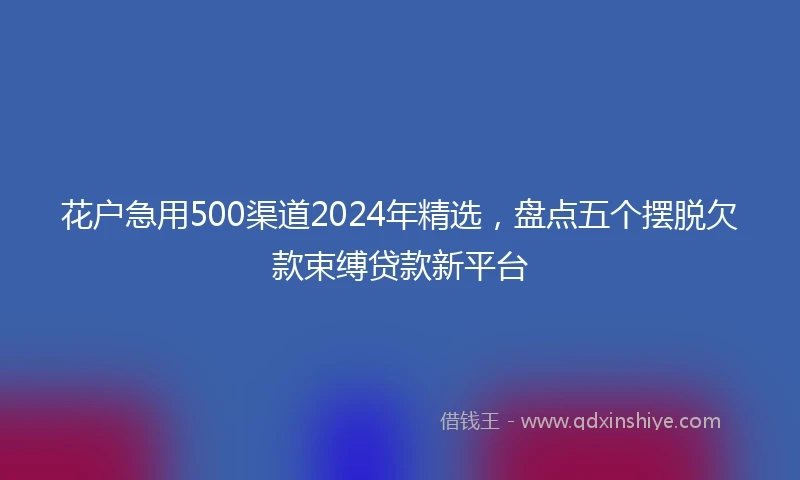花户急用500渠道2024年精选，盘点五个摆脱欠款束缚贷款新平台