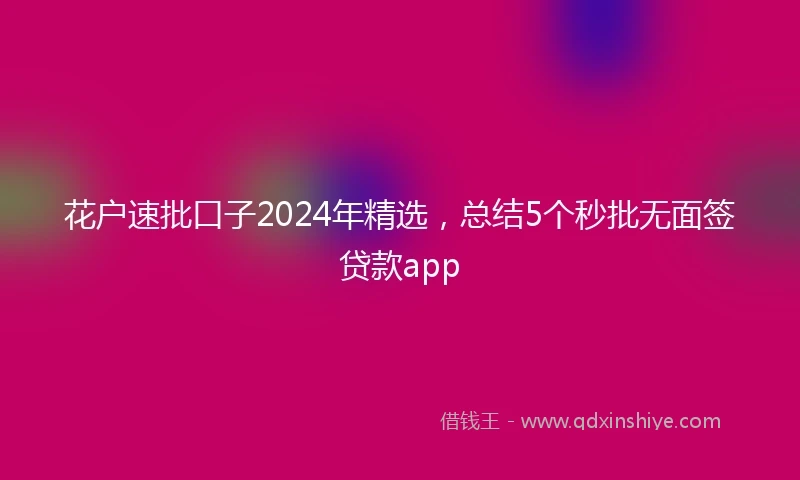 花户速批口子2024年精选，总结5个秒批无面签贷款app