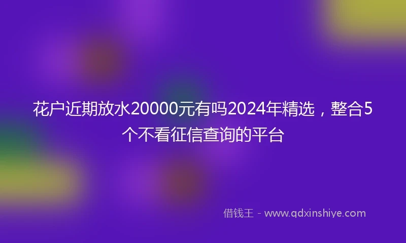 花户近期放水20000元有吗2024年精选，整合5个不看征信查询的平台