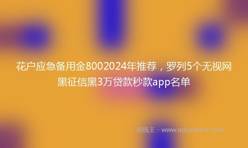 花户应急备用金8002024年推荐，罗列5个无视网黑征信黑3万贷款秒款app名单