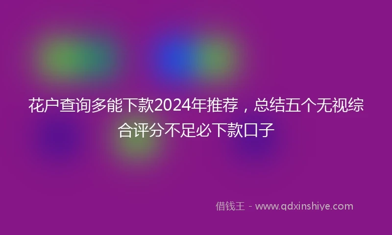 花户查询多能下款2024年推荐，总结五个无视综合评分不足必下款口子