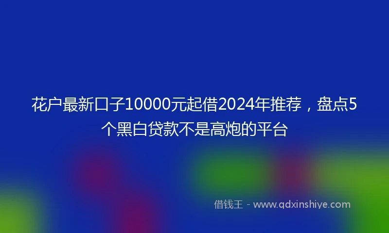 花户最新口子10000元起借2024年推荐，盘点5个黑白贷款不是高炮的平台