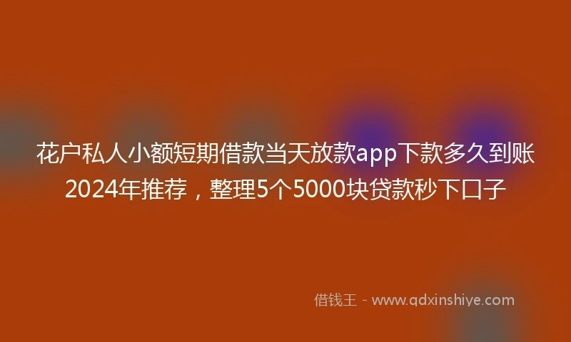 花户私人小额短期借款当天放款app下款多久到账2024年推荐，整理5个5000块贷款秒下口子