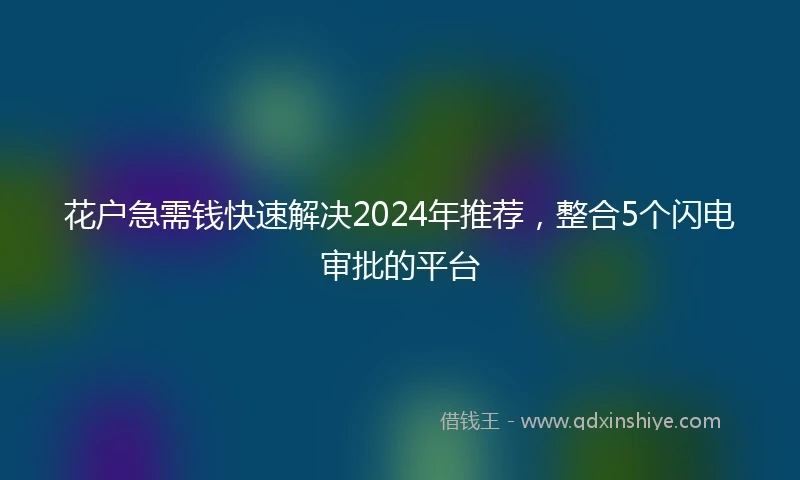 花户急需钱快速解决2024年推荐，整合5个闪电审批的平台