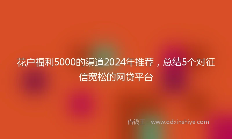 花户福利5000的渠道2024年推荐，总结5个对征信宽松的网贷平台