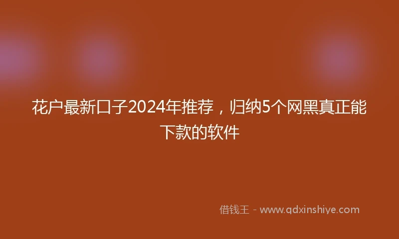 花户最新口子2024年推荐，归纳5个网黑真正能下款的软件
