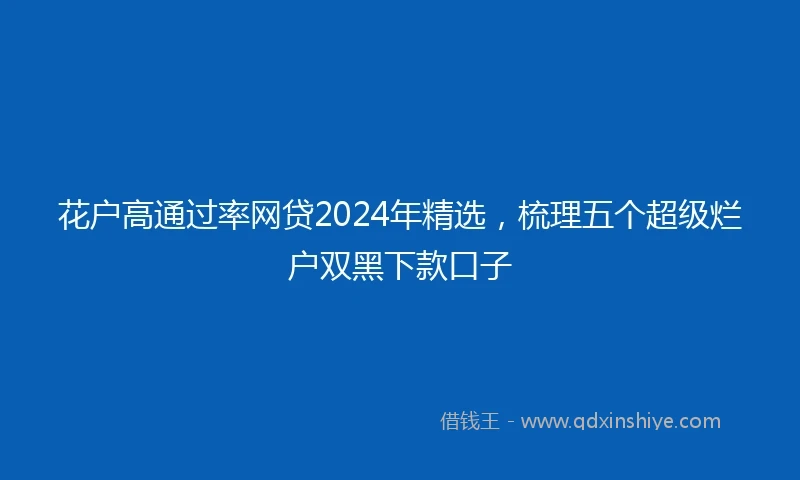 花户高通过率网贷2024年精选，梳理五个超级烂户双黑下款口子