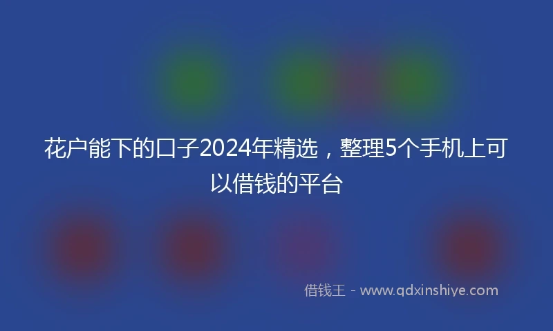 花户能下的口子2024年精选，整理5个手机上可以借钱的平台