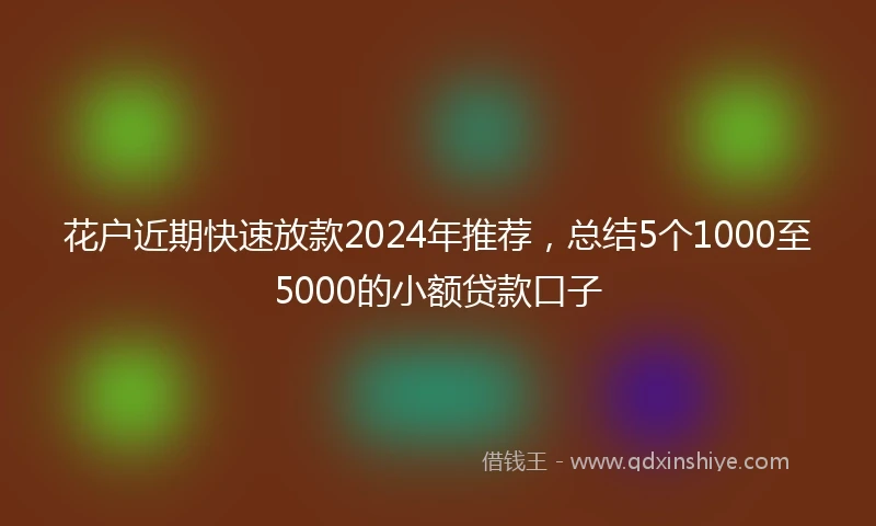 花户近期快速放款2024年推荐，总结5个1000至5000的小额贷款口子