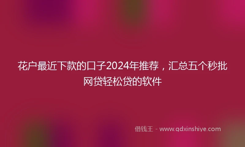 花户最近下款的口子2024年推荐，汇总五个秒批网贷轻松贷的软件