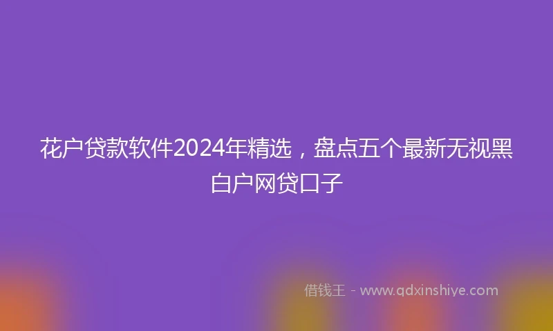 花户贷款软件2024年精选，盘点五个最新无视黑白户网贷口子