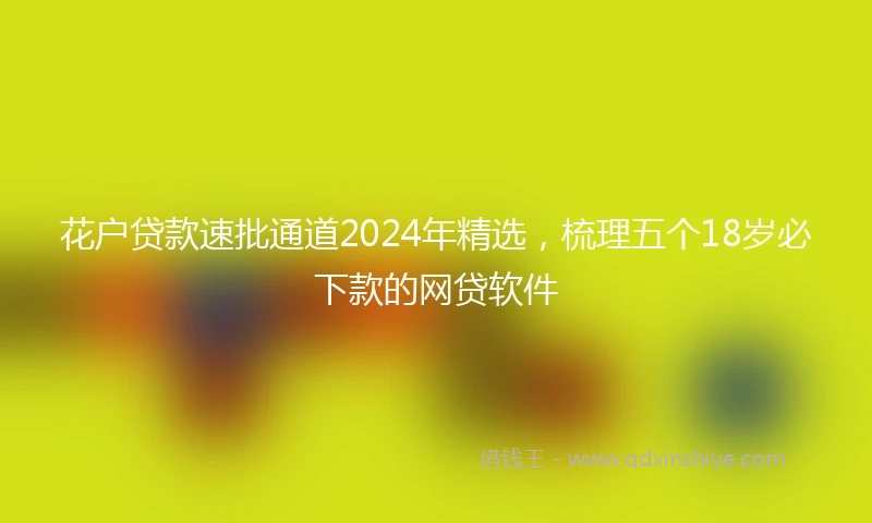 花户贷款速批通道2024年精选，梳理五个18岁必下款的网贷软件