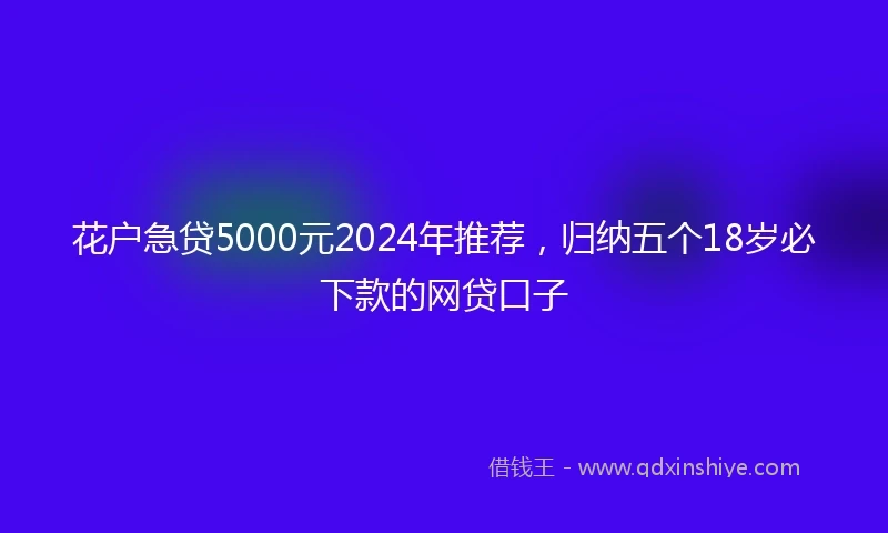 花户急贷5000元2024年推荐，归纳五个18岁必下款的网贷口子