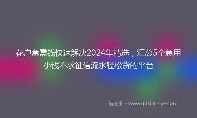 花户急需钱快速解决2024年精选，汇总5个急用小钱不求征信流水轻松贷的平台