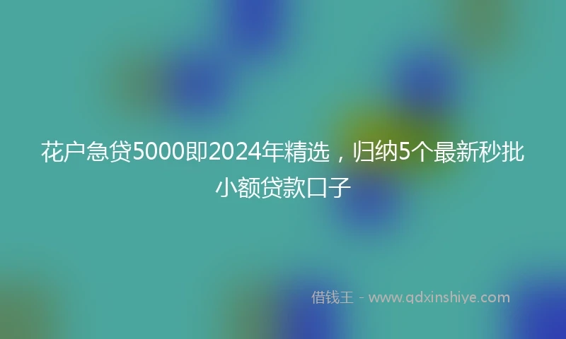 花户急贷5000即2024年精选，归纳5个最新秒批小额贷款口子