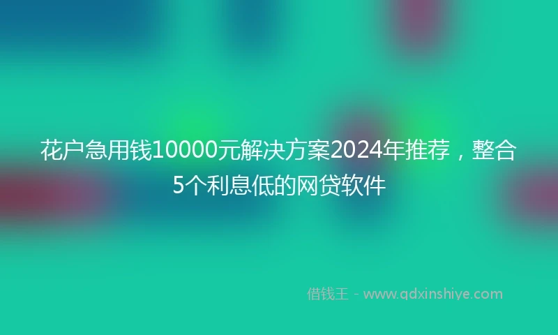 花户急用钱10000元解决方案2024年推荐，整合5个利息低的网贷软件
