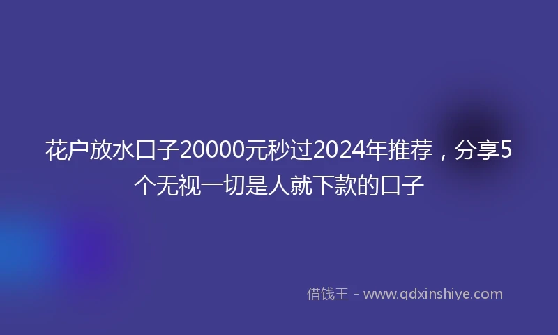 花户放水口子20000元秒过2024年推荐，分享5个无视一切是人就下款的口子
