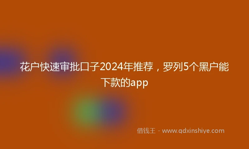 花户快速审批口子2024年推荐，罗列5个黑户能下款的app