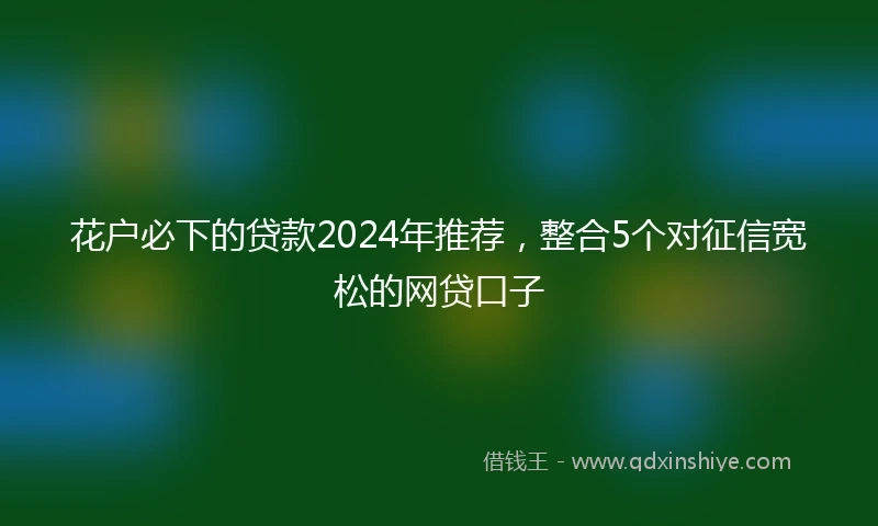花户必下的贷款2024年推荐，整合5个对征信宽松的网贷口子