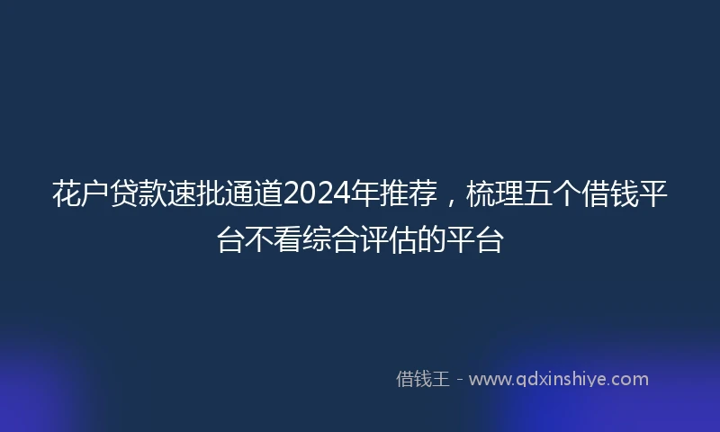 花户贷款速批通道2024年推荐，梳理五个借钱平台不看综合评估的平台