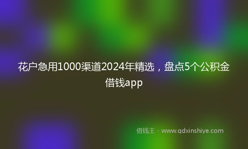 花户急用1000渠道2024年精选，盘点5个公积金借钱app