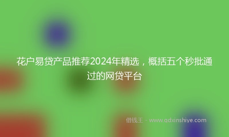 花户易贷产品推荐2024年精选，概括五个秒批通过的网贷平台