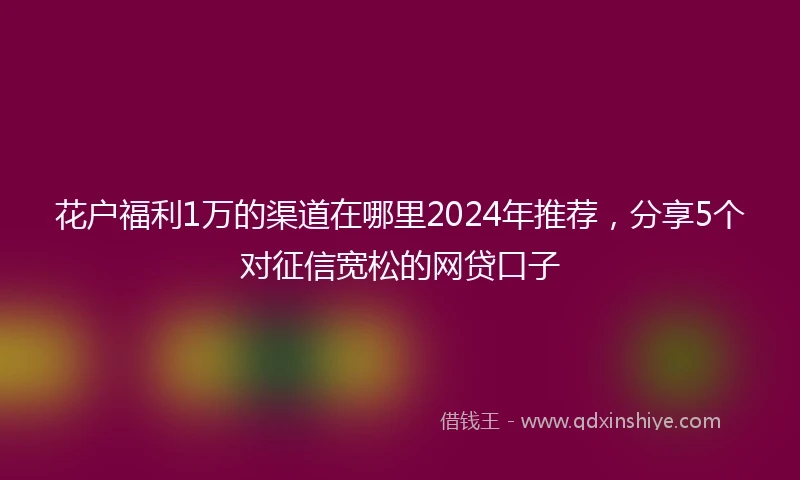 花户福利1万的渠道在哪里2024年推荐，分享5个对征信宽松的网贷口子