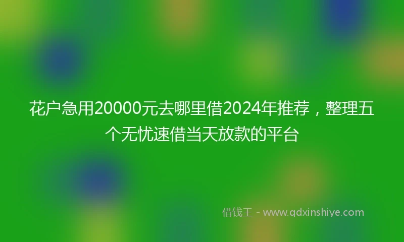 花户急用20000元去哪里借2024年推荐，整理五个无忧速借当天放款的平台