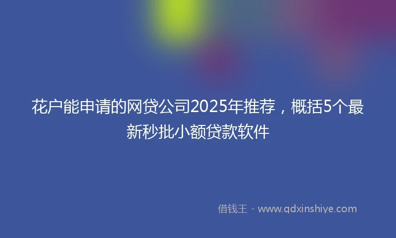花户能申请的网贷公司2025年推荐，概括5个最新秒批小额贷款软件