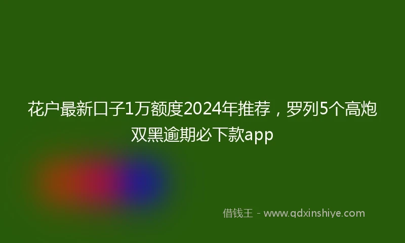 花户最新口子1万额度2024年推荐，罗列5个高炮双黑逾期必下款app
