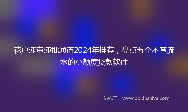 花户速审速批通道2024年推荐，盘点五个不查流水的小额度贷款软件