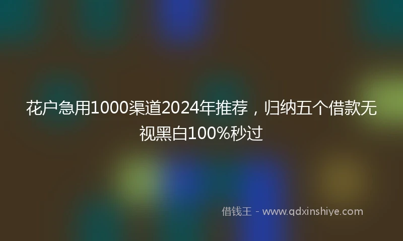 花户急用1000渠道2024年推荐，归纳五个借款无视黑白100%秒过