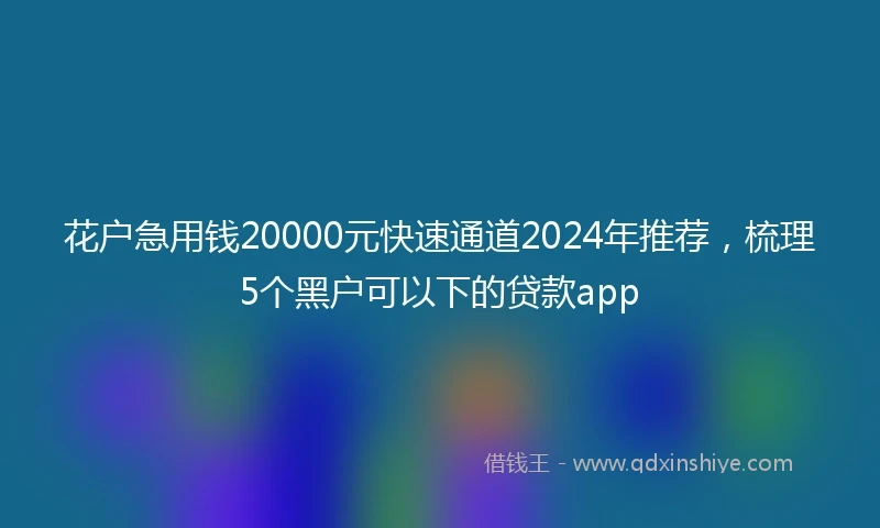 花户急用钱20000元快速通道2024年推荐，梳理5个黑户可以下的贷款app