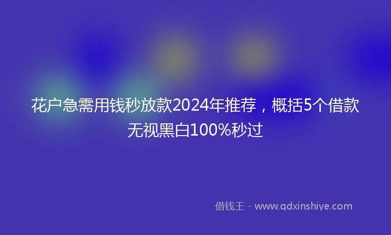 花户急需用钱秒放款2024年推荐，概括5个借款无视黑白100%秒过